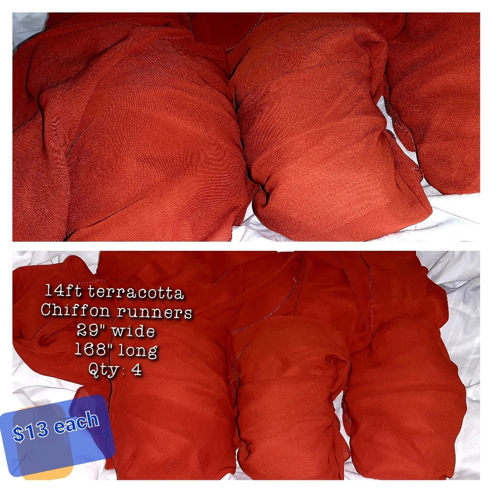 14ft long chiffon burnt orange runners
